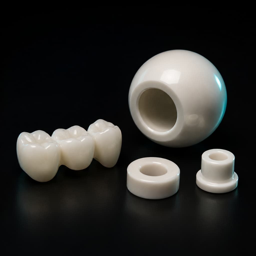 Zirconia ceramic ZrO2 dental bridge, ball joint, and precision components